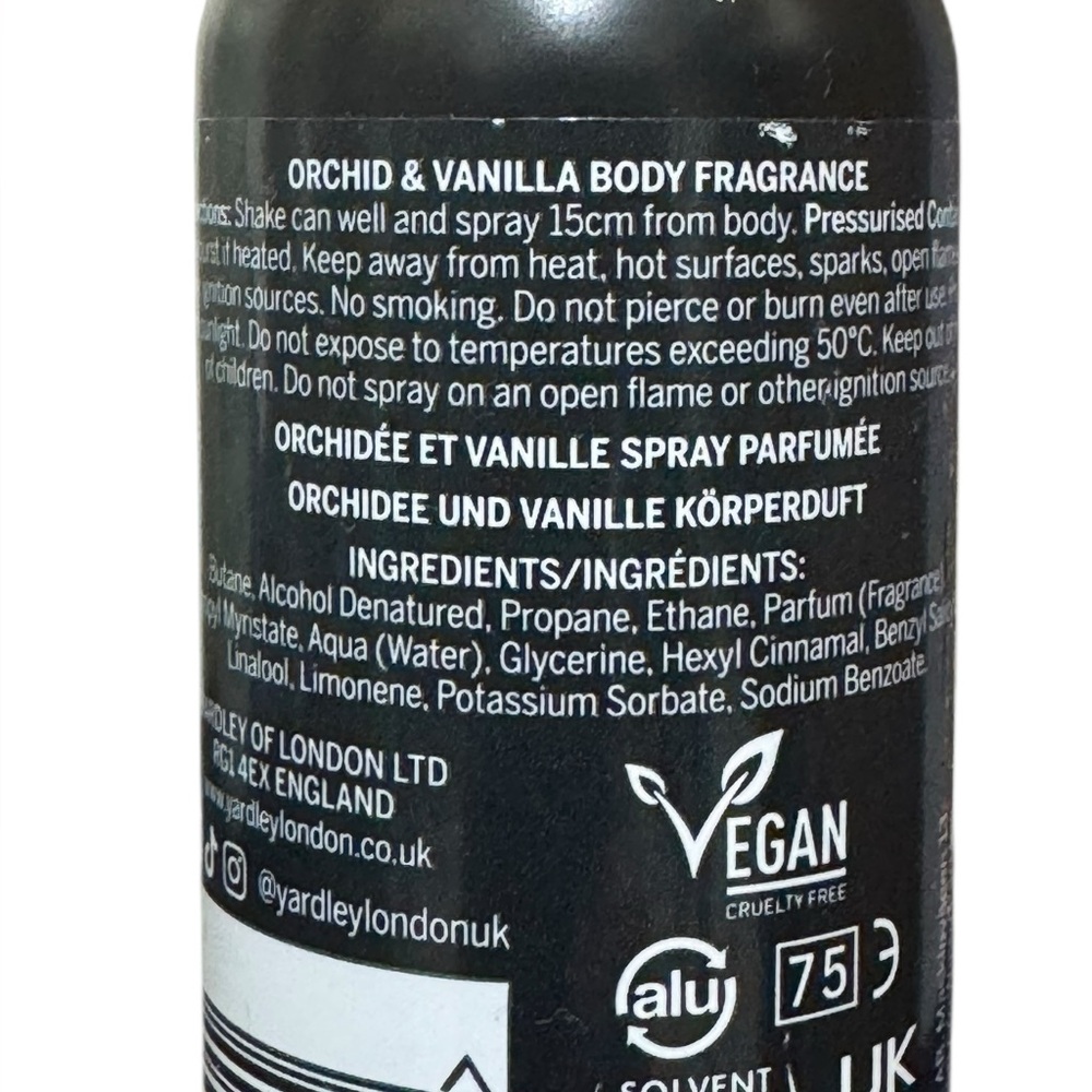 YARDLEY OF LONDON Orchid & Vanilla Body Fragrance Spray 50 ml NEW - Picture 5 of 8